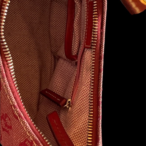 Red Dooney & Bourke Leather & Canvas Signature Bag - Picture 10 of 11